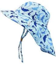 Flap Jack Kids: Sun Hat With Neck Cape, Dolphins